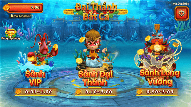 Đại Thánh Bắt Cá SV388: Săn Thưởng Dưới Thủy Cung Bao La Các sảnh trong game đại thánh bắt cá